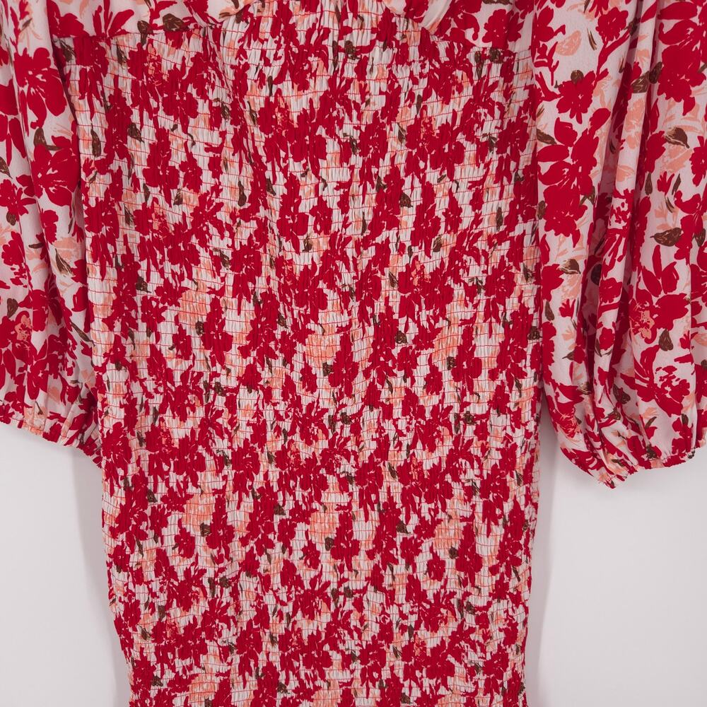 Cupshe Island Sun Floral Print Smocked Ruffled Midi Dress Size Large NWT - Picture 5 of 12